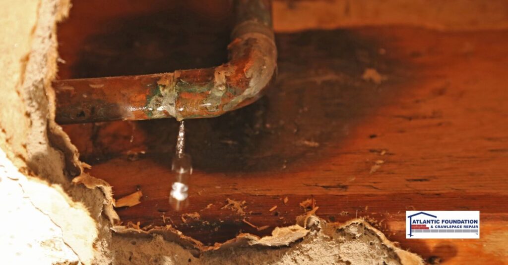Plumbing leak causing foundation damage - Atlantic Foundation